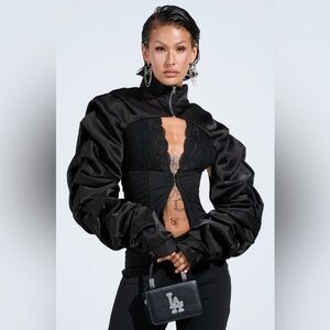 CORA SATIN BOLERO IN BLACK - XL